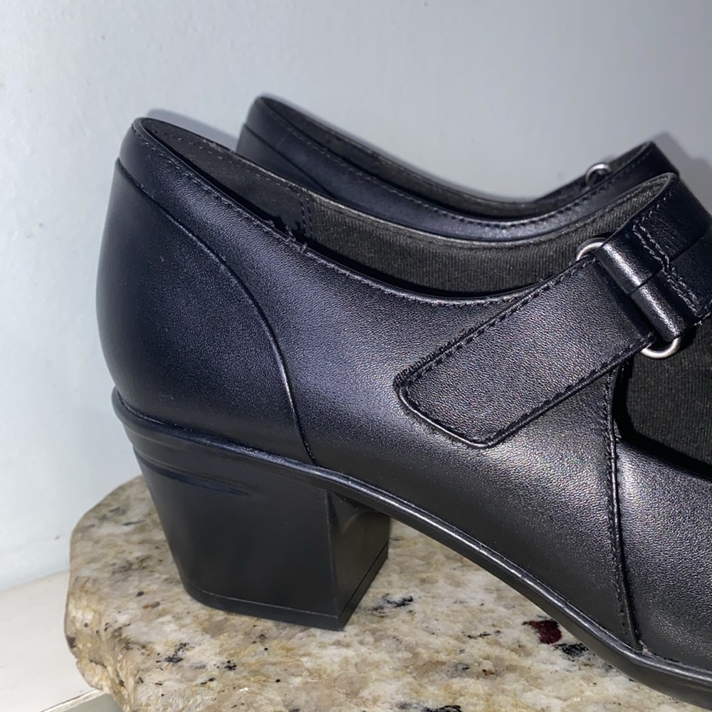 CLARKS EMSLIE LULIN BLACK LEATHER MARY JANE COMFORT HEELS Women’s Size 10 NWT! - Picture 4 of 16